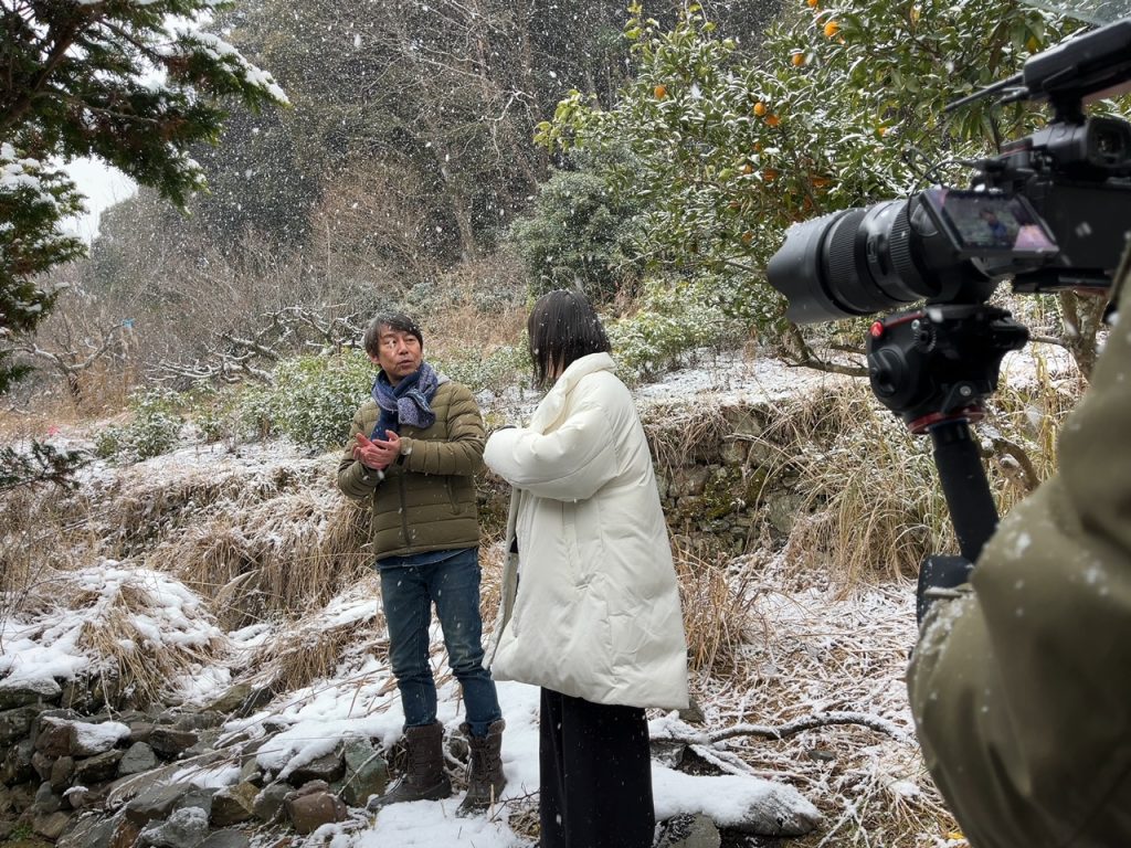 雪の中のロケ撮影