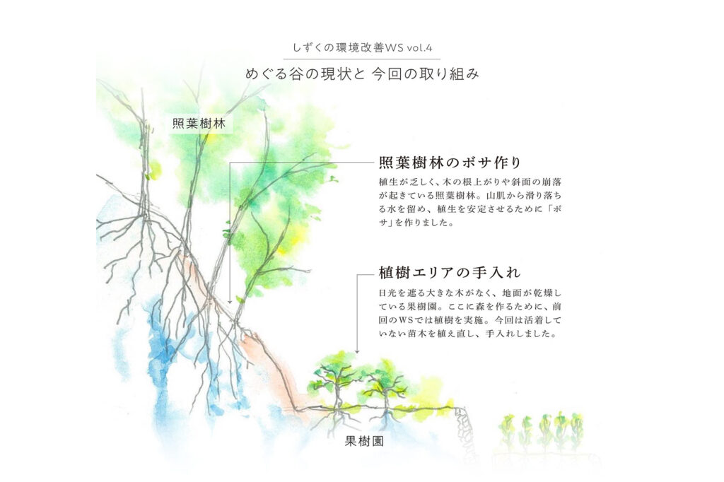 めぐる谷の現状と今回のWSで取り組んだこと