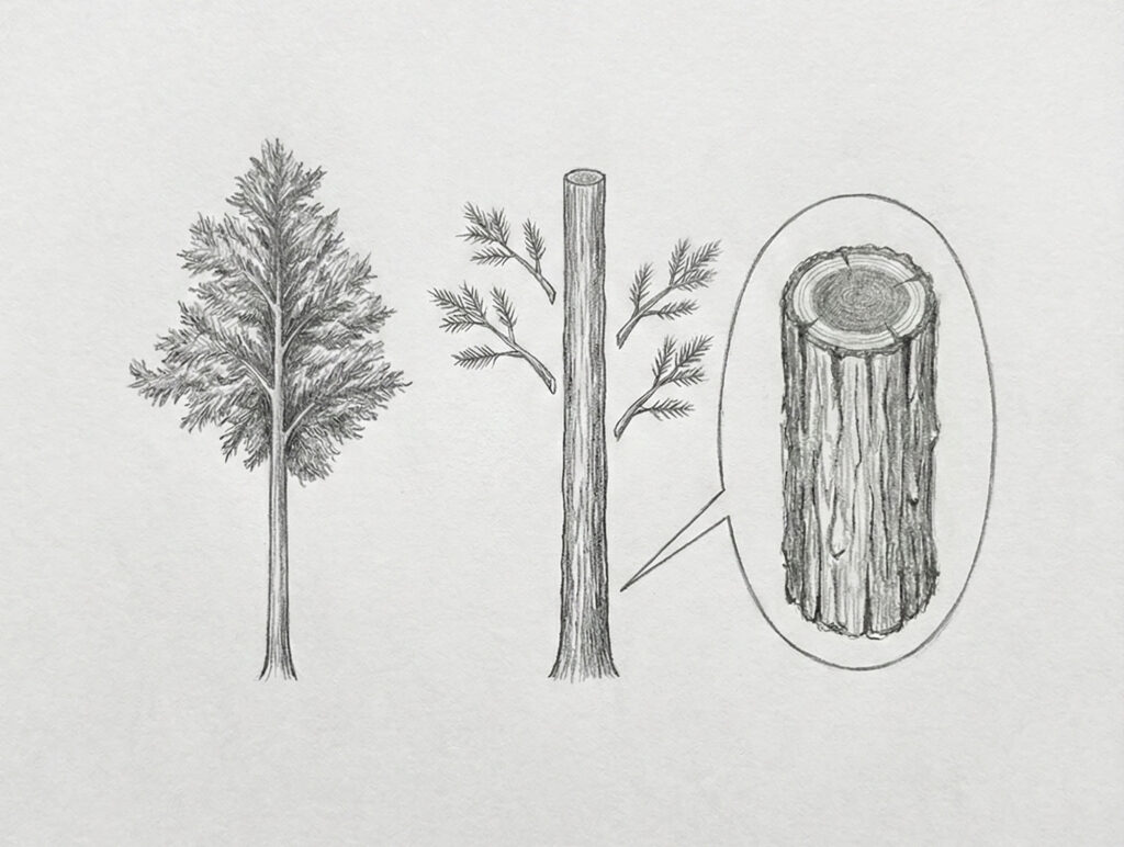 しずく製造工程１（伐採と造材）