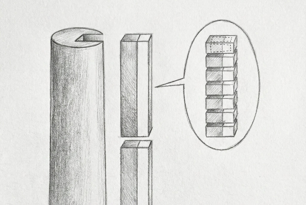 しずく製造工程２（製材と乾燥）